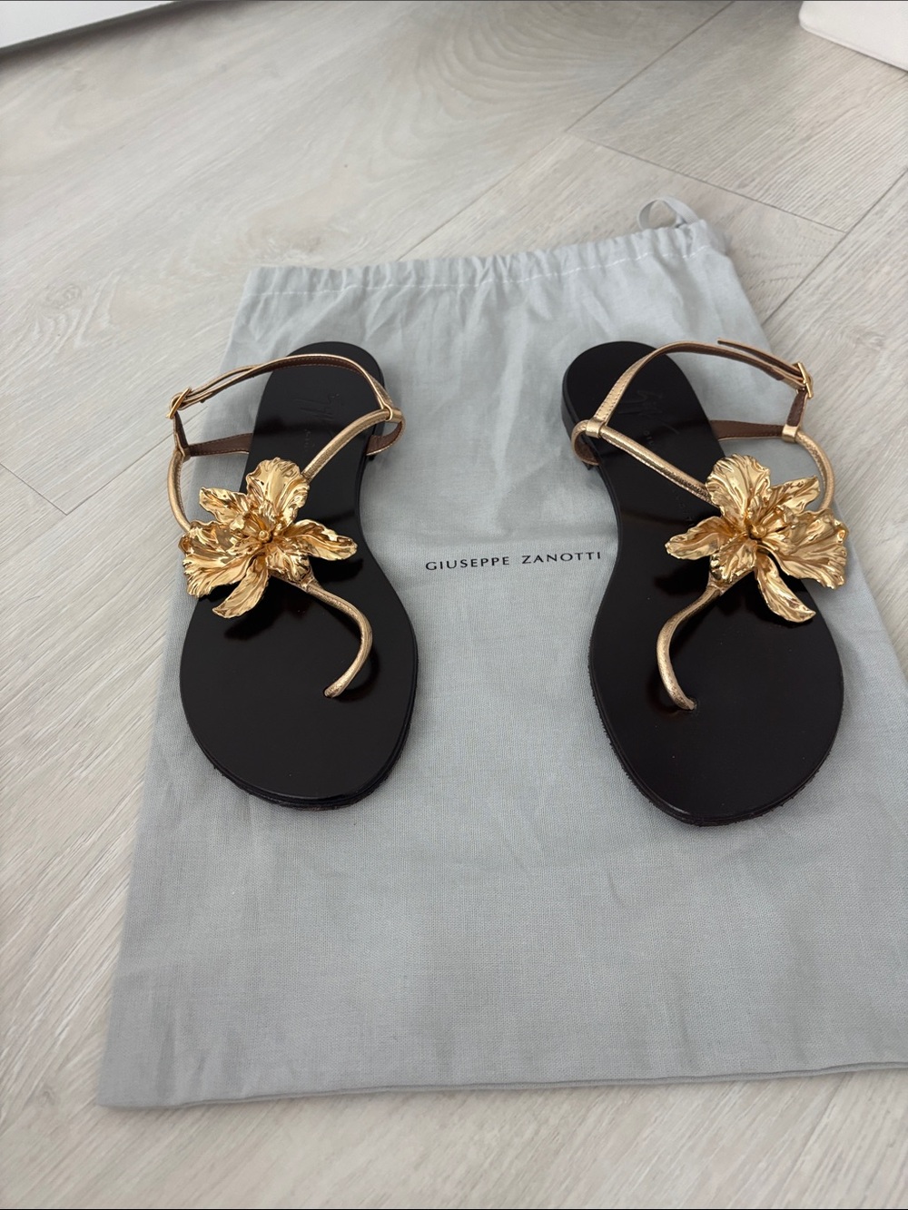 Giuseppe Zanotti Brown & Gold Leather Sandals